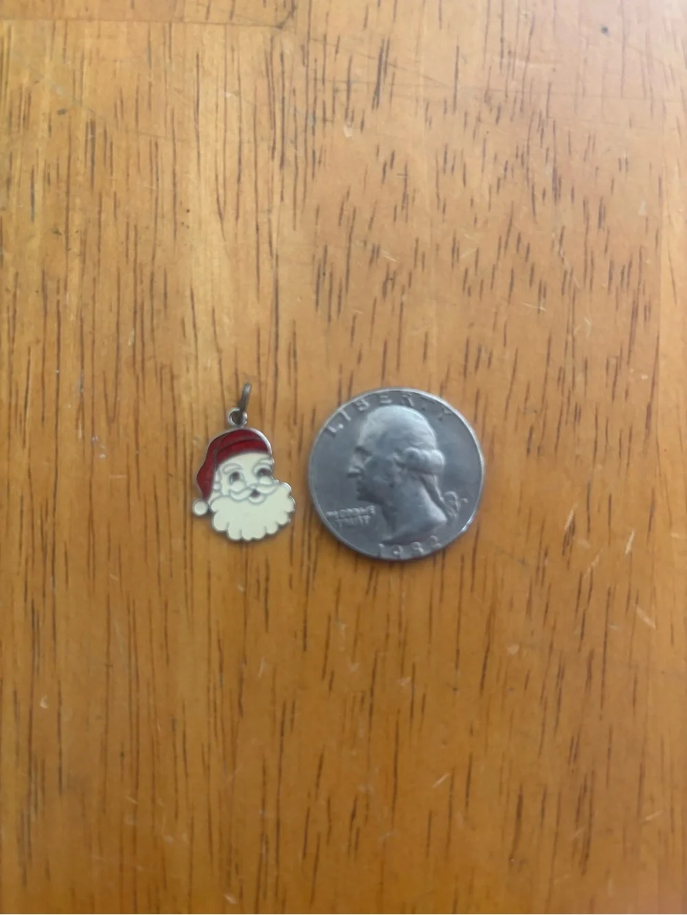 Vintage Santa Claus Sterling Silver Enamel Charm - Red & White